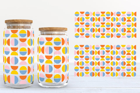 Retro Pattern Glass Can Wraps | 16oz and 20oz Libbey Can Glass SVG SVG B Renee Design 