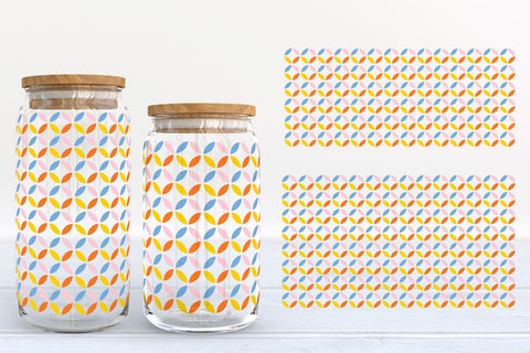 Retro Pattern Glass Can Wraps | 16oz and 20oz Libbey Can Glass SVG SVG B Renee Design 