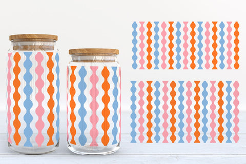 Retro Pattern Glass Can Wraps | 16oz and 20oz Libbey Can Glass SVG SVG B Renee Design 
