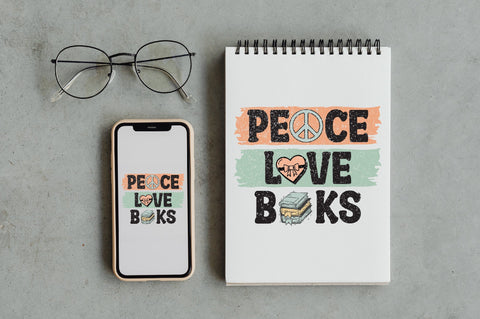 Retro Peace Love Books Sublimation Sublimation Jagonath Roy 