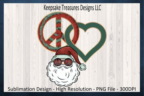 Retro Peace Love Santa, Retro Santa PNG, Christmas Tie Dye, Retro Christmas, Peace Sign PNG, Sublimation Design, Digital Download Sublimation Keepsake Treasures Designs LLC. 