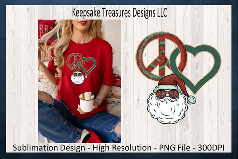 Retro Peace Love Santa, Retro Santa PNG, Christmas Tie Dye, Retro Christmas, Peace Sign PNG, Sublimation Design, Digital Download Sublimation Keepsake Treasures Designs LLC. 