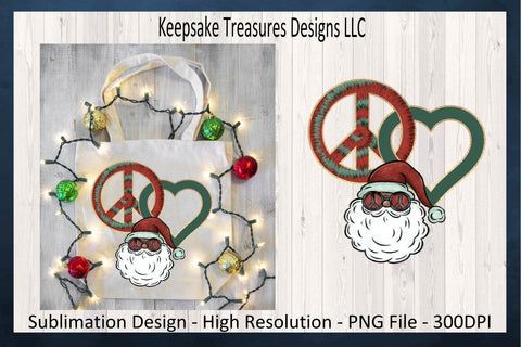 Retro Peace Love Santa, Set Of Three Christmas Tie Dye Sublimation PNG, Retro Christmas, Peace Sign PNG, Digital Download, PNG Printable Sublimation Keepsake Treasures Designs LLC. 