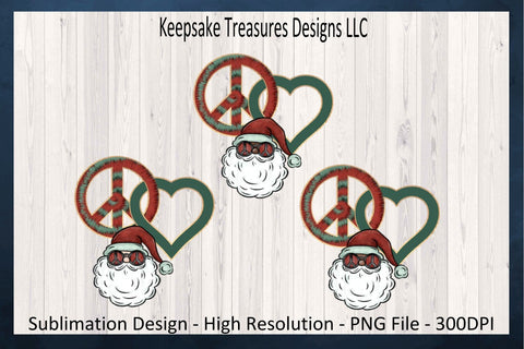 Retro Peace Love Santa, Set Of Three Christmas Tie Dye Sublimation PNG, Retro Christmas, Peace Sign PNG, Digital Download, PNG Printable Sublimation Keepsake Treasures Designs LLC. 