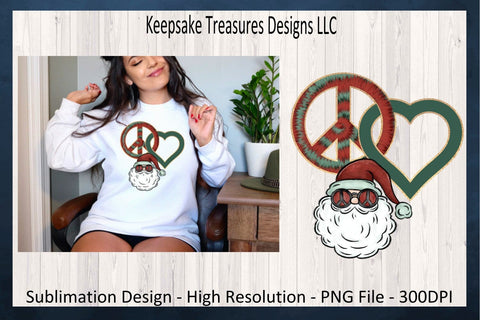Retro Peace Love Santa, Set Of Three Christmas Tie Dye Sublimation PNG, Retro Christmas, Peace Sign PNG, Digital Download, PNG Printable Sublimation Keepsake Treasures Designs LLC. 