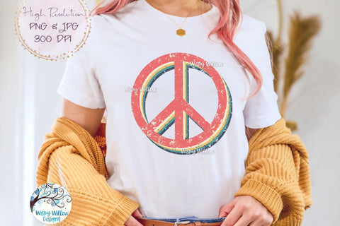 Retro Peace Sign Sublimation PNG Sublimation Wispy Willow Designs 