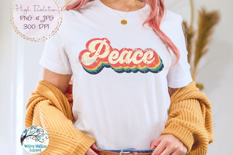 Retro Peace Sublimation PNG Sublimation Wispy Willow Designs 
