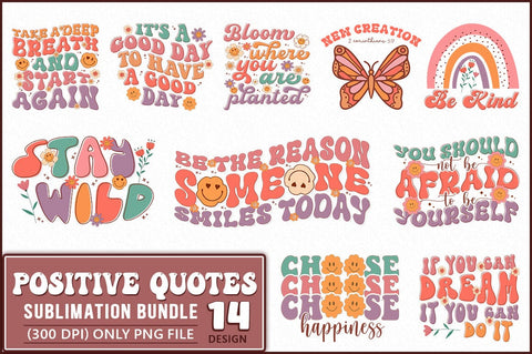 Retro Positive Quotes Sublimation Bundle SVG Shetara Begum 