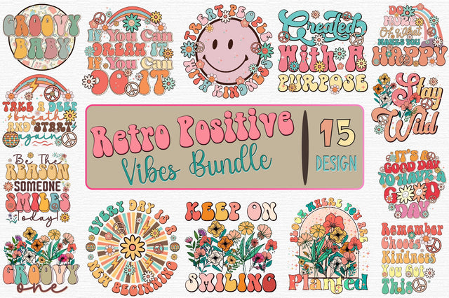Retro Positive Vibes Sublimation Bundle SVG designartist 