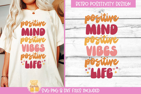 Retro Positivity SVG Bundle | 10 Positive Shirt Quotes SVG Cheese Toast Digitals 