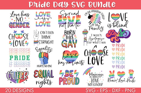 Retro Pride Day LGBTQ SVG Bundle PNG Cut file SVG Freeling Design House 