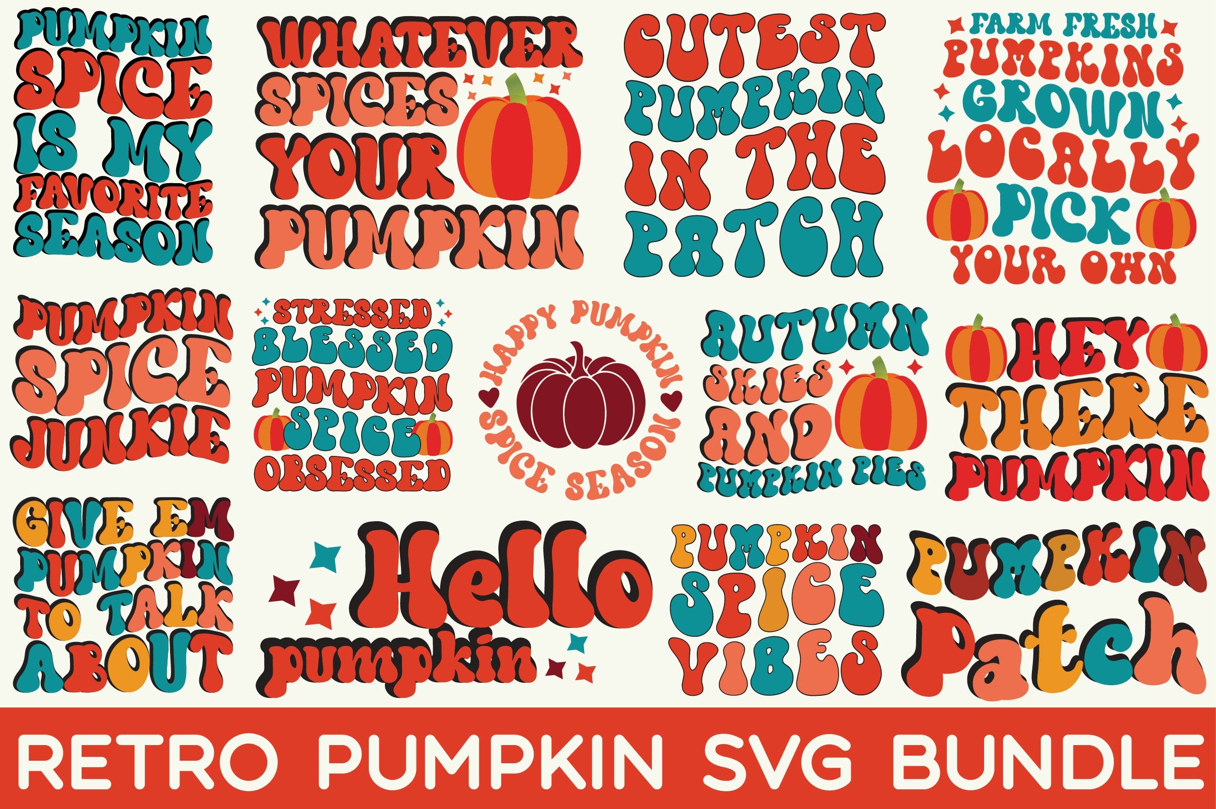 Fall Printable Bookmarks, Vintage Pumpkin Bookmark Bundle - So Fontsy