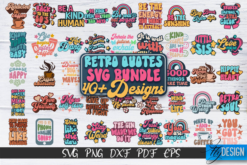 Retro Quotes SVG Bundle | Funny Sayings SVG | Retro Quotes Design ...