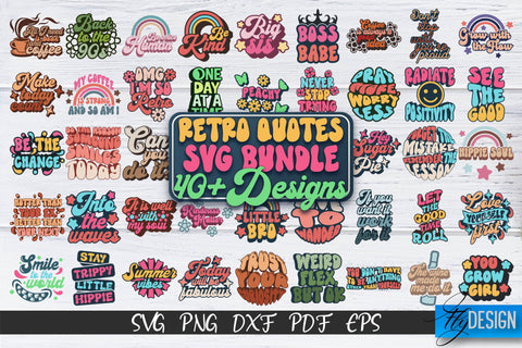 Retro Quotes SVG Bundle | Funny Sayings SVG | Retro Quotes Design Bundle | vol. 2 SVG Fly Design 