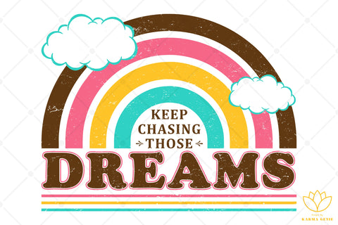 Retro Rainbow Dreams Svg Png - Vintage Graphic Design Sublimation SVG Karma Genie Graphics 