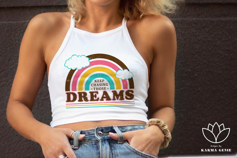 Retro Rainbow Dreams Svg Png - Vintage Graphic Design Sublimation SVG Karma Genie Graphics 
