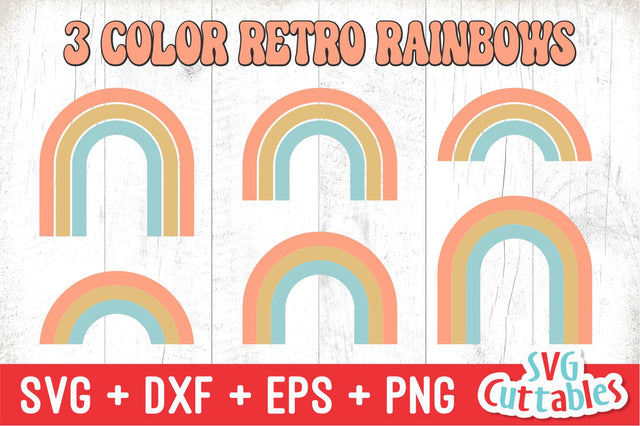 Retro Rainbow svg, Rainbow Cut File, 3 Color Rainbow svg, Silhouette File, Cricut Cut File, Digital Download SVG Svg Cuttables 
