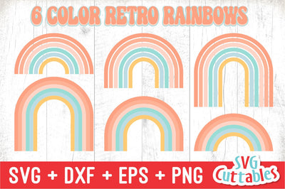 Retro Rainbow svg, Rainbow Cut File, 6 Color Rainbow svg, Silhouette File, Cricut Cut File, Digital Download SVG Svg Cuttables 
