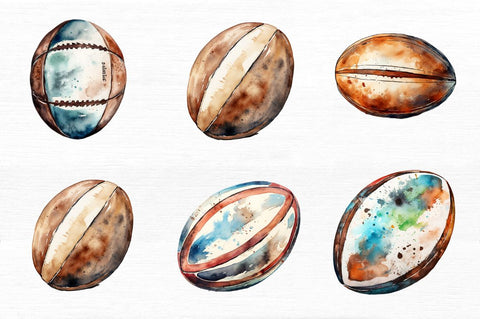 Retro Rugby Ball Watercolor Clipart Sublimation Regulrcrative 