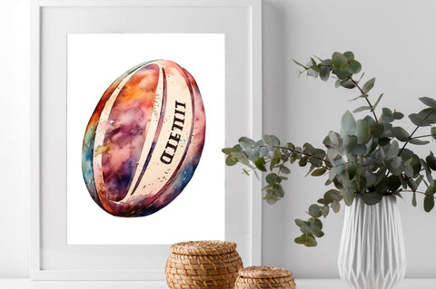 Retro Rugby Ball Watercolor Clipart Sublimation Regulrcrative 
