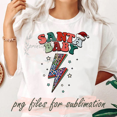 Retro Santa Baby Png, Merry Christmas Png, Leopard Lightning Design Png, Xmas Sublimation Png, Santa Claus Png, Santa Hat Png, Sublimation Designs, Digital Downloads Sublimation PrintingLife 