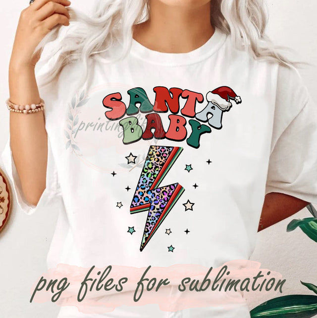 Retro Santa Baby Png, Merry Christmas Png, Leopard Lightning Design Png, Xmas Sublimation Png, Santa Claus Png, Santa Hat Png, Sublimation Designs, Digital Downloads Sublimation PrintingLife 