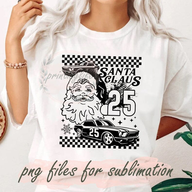 Retro Santa Claus Png, Santa Racing Png, Racing Lovers Png, Santa Design Png, Car Racing Sublimation Png, Merry Christmas Png, Digital Download Sublimation PrintingLife 