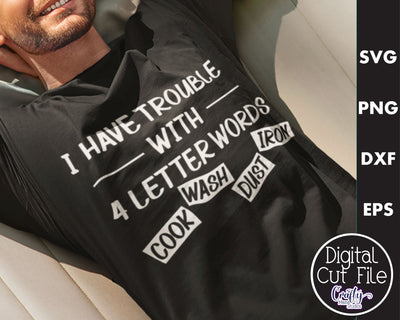 Retro Sarcastic Quote Svg, Trouble With Four Letter Words SVG Crafty Mama Studios 