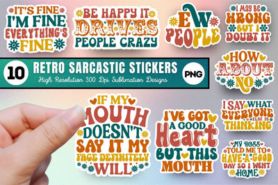 Retro Sarcastic Stickers Bundle Sublimation Regulrcrative 