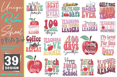 Retro School Sublimation Bundle Sublimation Creativeart88 