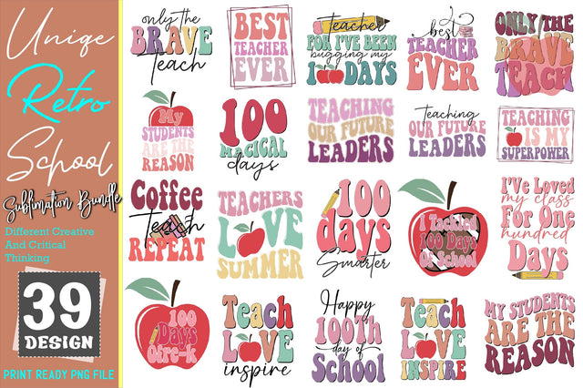 Retro School Sublimation Bundle Sublimation Creativeart88 