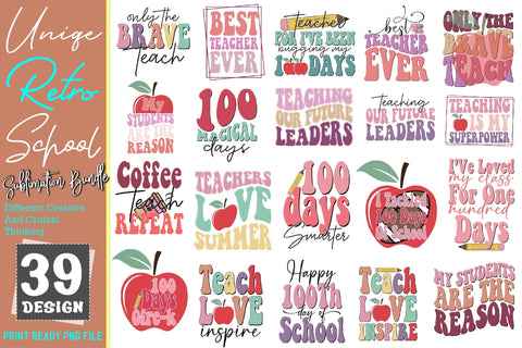 Retro School Sublimation Bundle Sublimation Creativeart88 