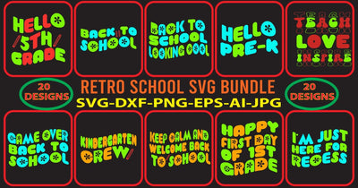 Retro School SVG Bundle SVG Syaman 