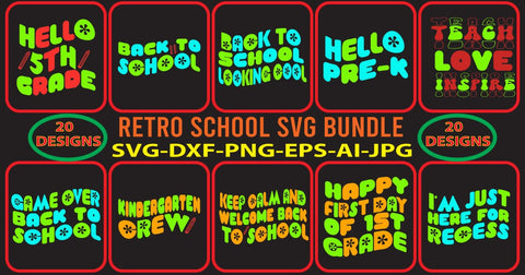 Retro School SVG Bundle SVG Syaman 