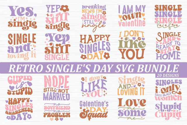 Retro Single's Day SVG Bundle SVG akazaddesign 