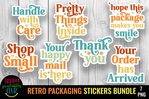 Retro Small Business Packaging Stickers I Retro Stickers SVG Happy Printables Club 