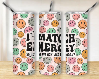 Retro Smile Face 20 oz Skinny Tumbler PNG Sublimation Design Digital Download Sublimation BouDesign 
