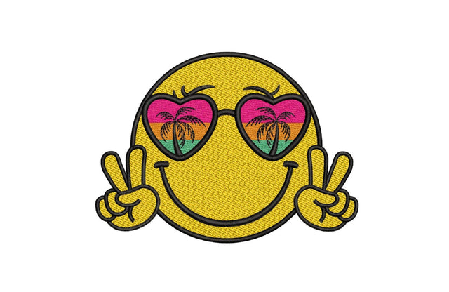 Retro Smiley Face Embroidery Design, Trendy Embroidery Design, 3 sizes, Instant Download Embroidery/Applique DESIGNS Nino Nadaraia 