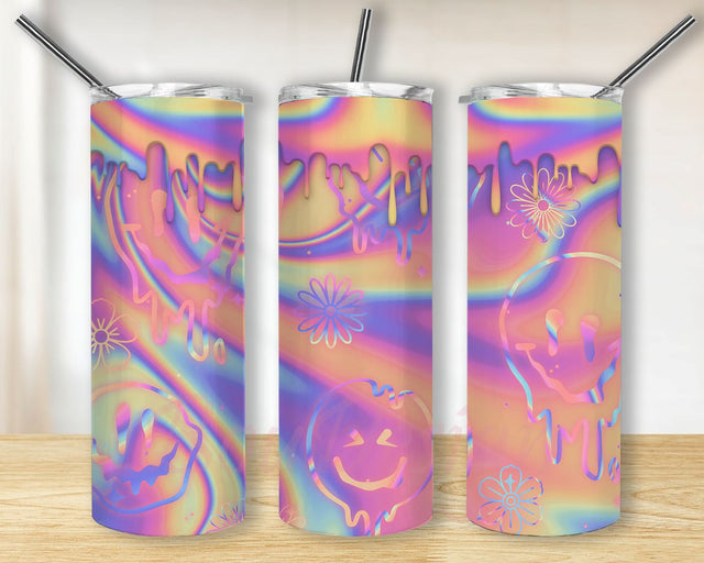 Retro Smiley Face Tumbler Wrap, Smiley Face 20oz Skinny Tumbler Sublimation Design, Smiley Face Tumbler Wrap, Daisy Tumbler Wrap, PNG Download Sublimation BouDesign 