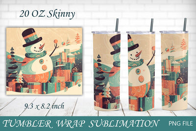 Retro Snowman 20 oz tumbler, Christmas tumbler wrap design Sublimation AnastasiyaArtDesign 