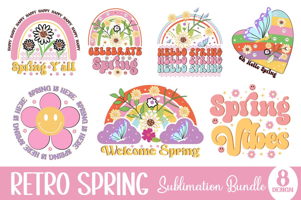 Retro Spring Sublimation Bundle, Spring Sublimation Bundle - So Fontsy