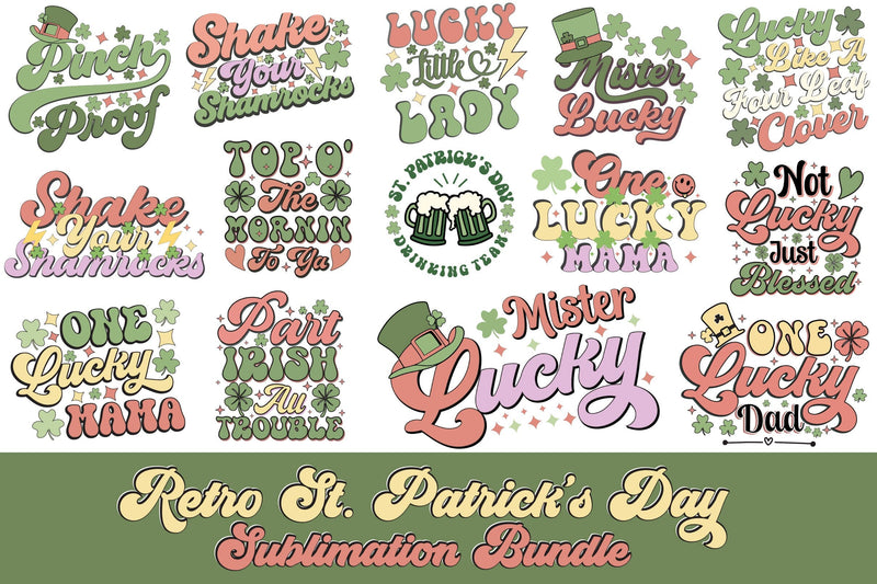 Retro St. Patrick's Day PNG Bundle Sublimation Rupkotha 