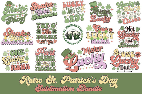 Retro St. Patrick's Day PNG Bundle Sublimation Rupkotha 