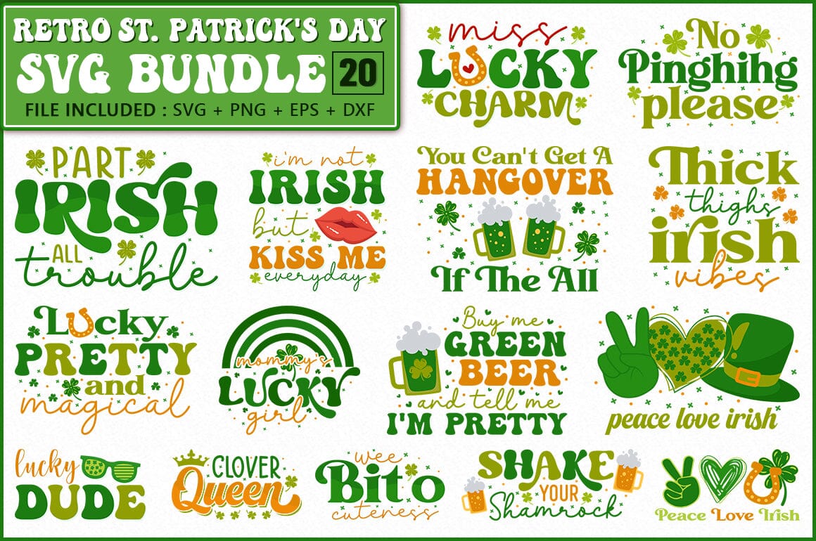 Peace Love Lucky Svg, St Patricks Day Svg, Shamrock Svg