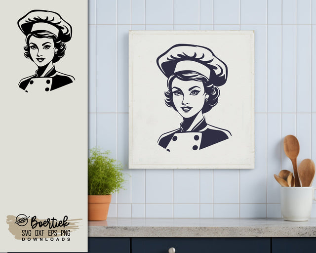 Retro style Female chef SVG file SVG Boertiek 