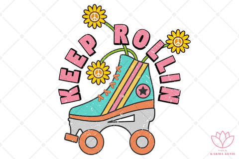 Retro Style Roller-Skate Graphic Design Sublimation SVG Karma Genie Graphics 