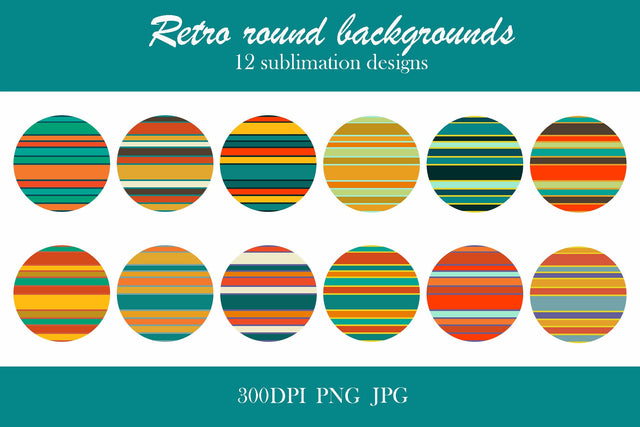 Retro sublimation designs | Retro circle backgrounds PNG Sublimation LuckyTurtleArt 