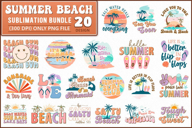 Retro Summer Beach Sublimation Bundle SVG Shetara Begum 