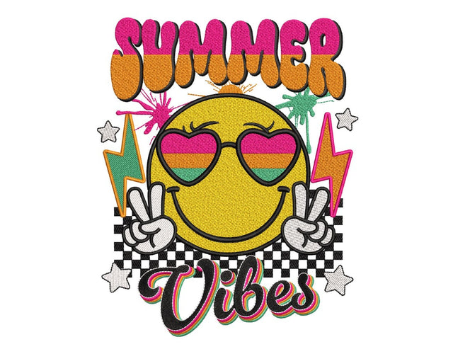 Retro Summer Machine Embroidery Design, Groovy Summer Vibes Embroidery File, Trendy Embroidery Design, 3 sizes, Instant Download Embroidery/Applique DESIGNS Nino Nadaraia 