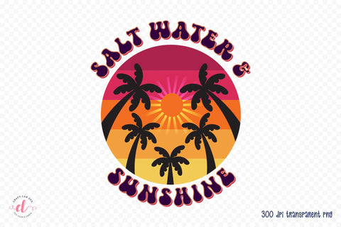 Retro Summer PNG - Salt Water & Sunshine Sublimation CraftLabSVG 